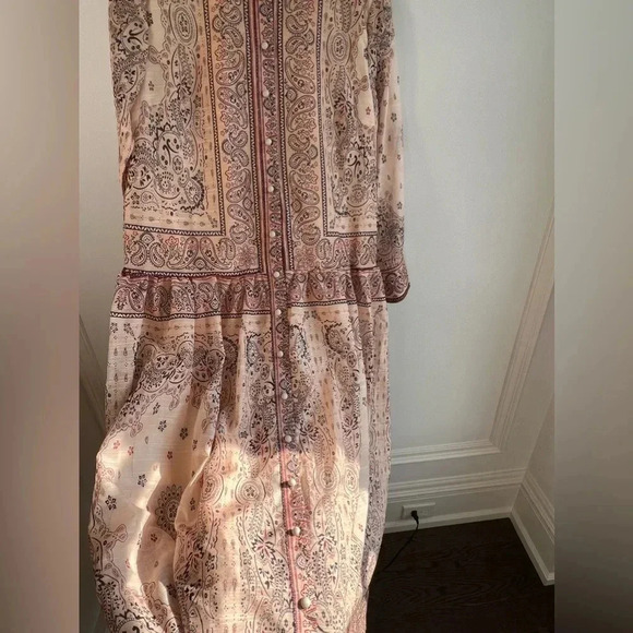 Maxi printed bohemian lightweight dress casual drop waist floral rope belt L - Picture 8 of 16